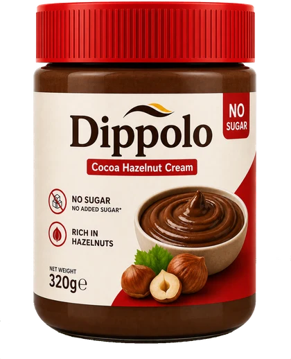 Dippolo cocoa hazelnut cream, no added sugar, 320 g jar